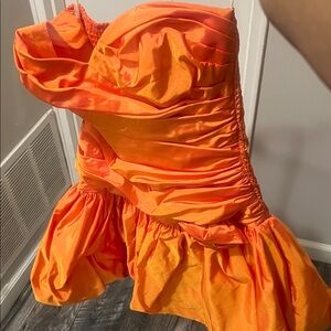 Vibrant Orange Strapless Dress